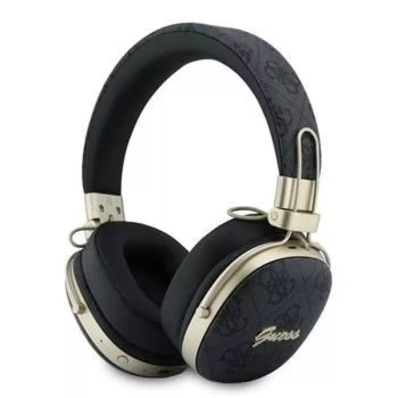 Guess Auscultadores Bluetooth Over-Ear com ENC, Metal 4G Script Logo, Preto