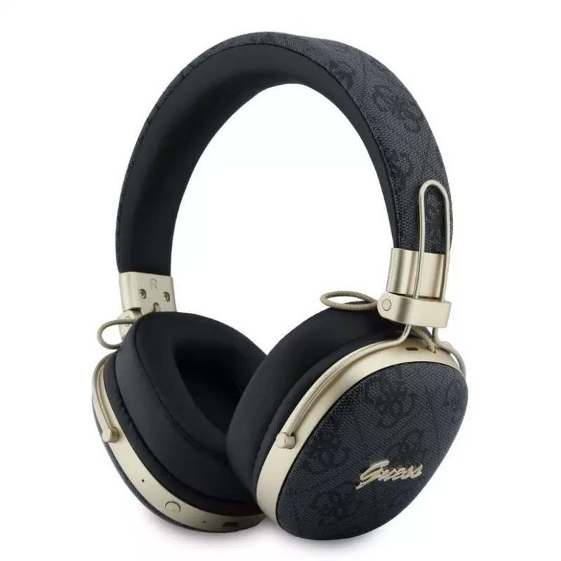 Guess Auscultadores Bluetooth Over-Ear com ENC, Metal 4G Script Logo, Preto