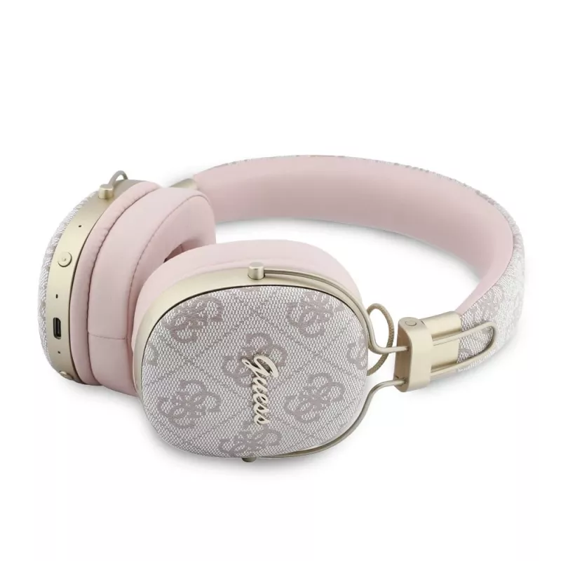 Guess Auscultadores Bluetooth Over-Ear ENC Metal 4G Script Logo Rosa