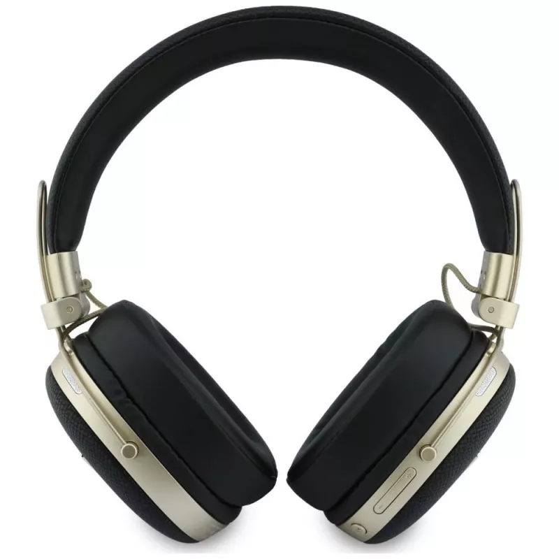 Guess Auscultadores Bluetooth Over-Ear com ENC, Logo Triangular Metálico Granulado, Preto