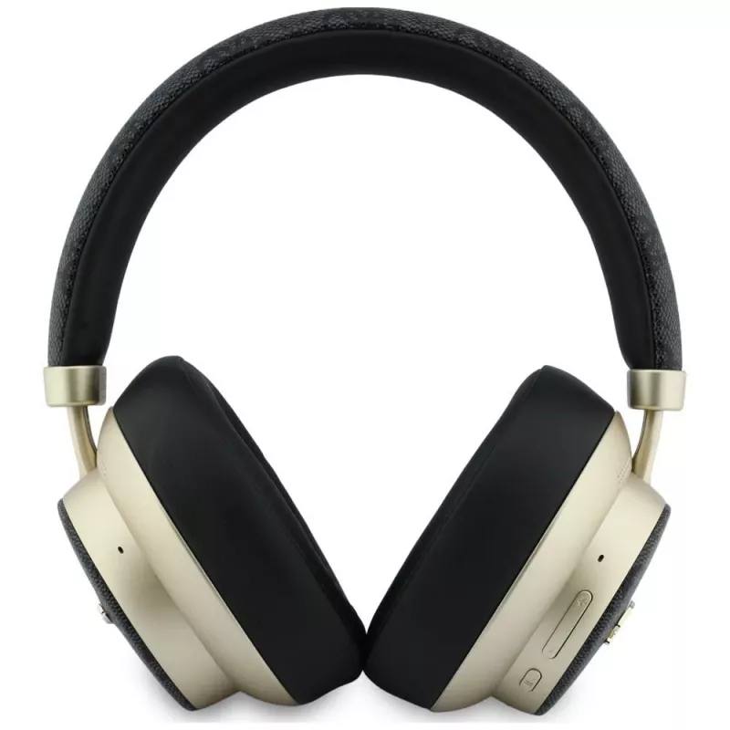 Guess GUE005456 Auscultadores Bluetooth Over-Ear com ENC, 4G Gold Script Metal, Preto