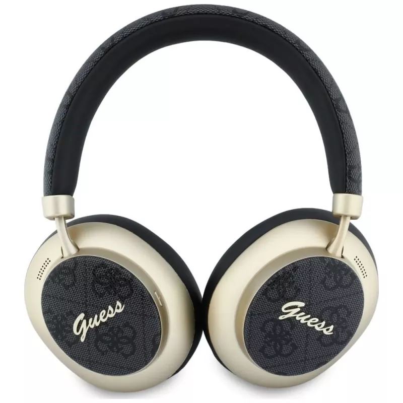 Guess GUE005456 Auscultadores Bluetooth Over-Ear com ENC, 4G Gold Script Metal, Preto