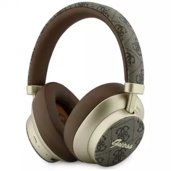 Guess GUE005457 Auscultadores Bluetooth Over-Ear com ENC, Castanho, Design Gold Script Metal