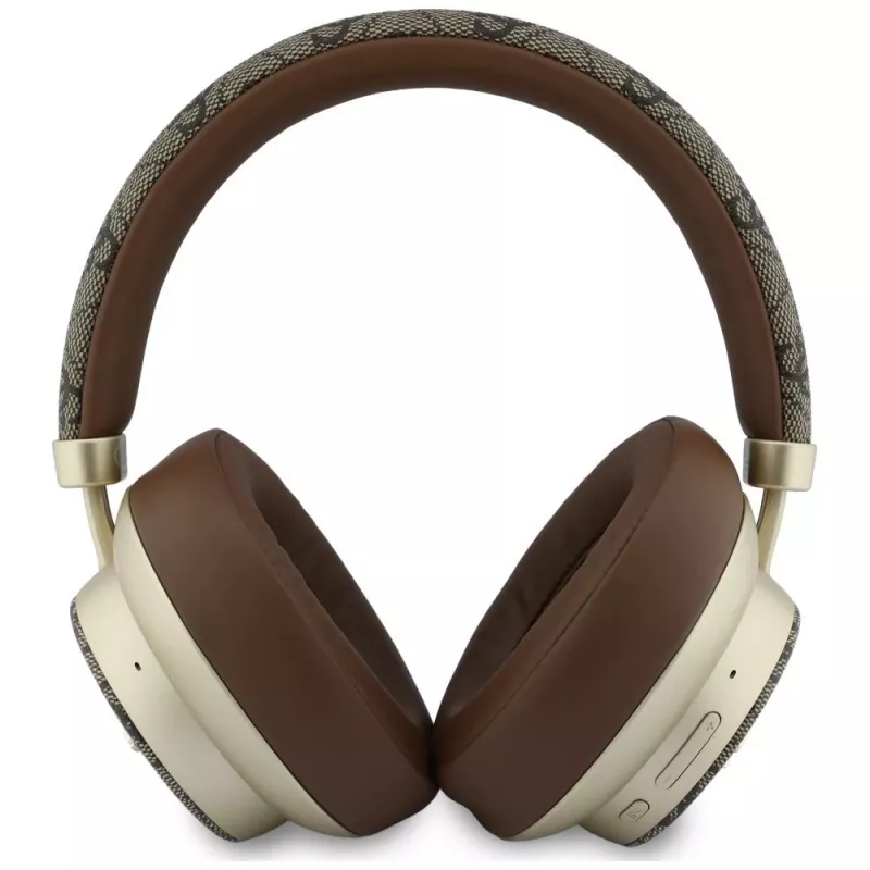 Guess GUE005457 Auscultadores Bluetooth Over-Ear com ENC, Castanho, Design Gold Script Metal