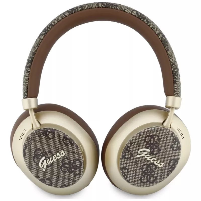 Guess GUE005457 Auscultadores Bluetooth Over-Ear com ENC, Castanho, Design Gold Script Metal