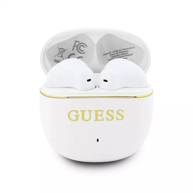 GUESS Auscultadores TWS Classic Glossy Gold Line Branco