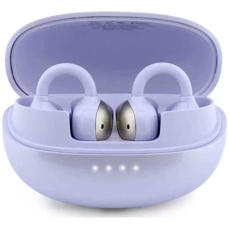GUESS Auscultadores Sem Fios Open-Ear com Acabamento Metálico e Peças Eletrogalvanizadas, Logo Clássico, Lilás