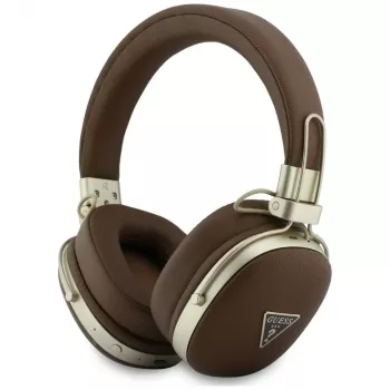 Guess GUE005460 Auscultadores Bluetooth On-Ear com ENC, Castanho, Logo Triangular Metálico Granulado