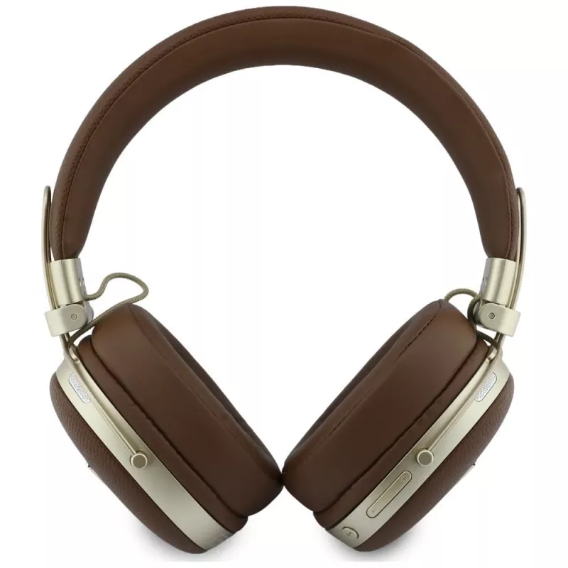 Guess GUE005460 Auscultadores Bluetooth On-Ear com ENC, Castanho, Logo Triangular Metálico Granulado