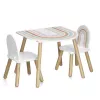 Zeller Present 13536 Conjunto de Móveis para Crianças - Mesa e 2 Cadeiras, Branco/Madeira Natural, MDF, a partir dos 3 anos
