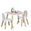 Zeller Present 13536 Conjunto de Móveis para Crianças - Mesa e 2 Cadeiras, Branco/Madeira Natural, MDF, a partir dos 3 anos