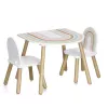 Zeller Present 13536 Conjunto de Móveis para Crianças - Mesa e 2 Cadeiras, Branco/Madeira Natural, MDF, a partir dos 3 anos