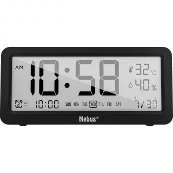 MEBUS 25819 Despertador de Quartzo Digital LCD Preto