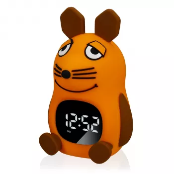 Despertador DieMaus para crianças com luz noturna - quartzo analógico, luz noturna branco quente, multicolor (azul/laranja)
