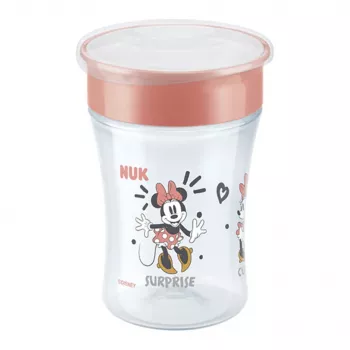 Copo de treino NUK Disney Mickey Mouse Magic Cup 230ml vermelho com rebordo para beber 360°
