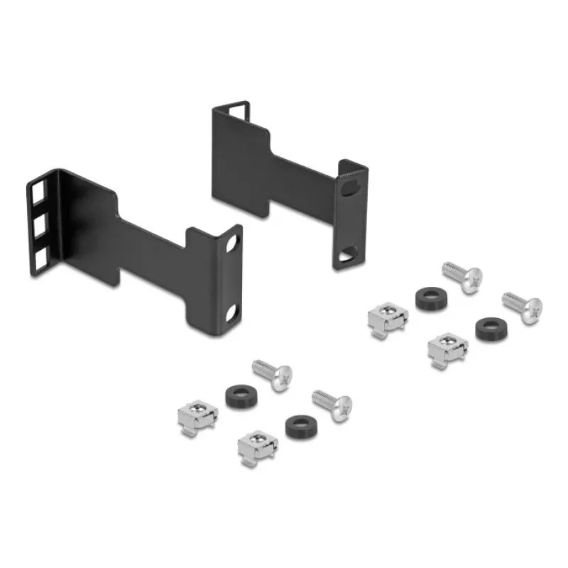 Conjunto de montagem adaptador de extensão de profundidade para rack de servidor Delock para prolongar a profundidade de instalação até 10 cm 1U preto