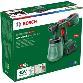 Pistola de pintura a bateria Bosch AdvancedSpray 18V-500 (unidade base, verde, POWER FOR ALL ALLIANCE)