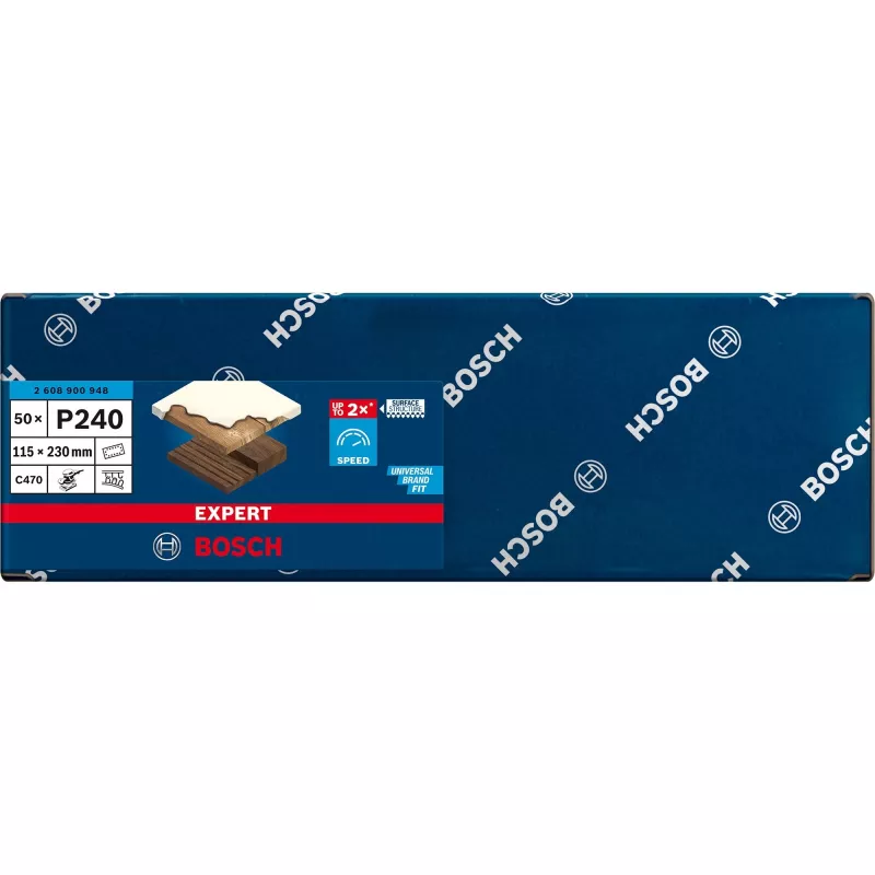Folha de lixa Bosch Expert C470, 115 x 230 mm, grão K240 (pack de 50, para lixadora orbital)
