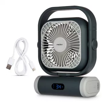 Ventilador de campismo MEDION LIFE E10 TF (MD 12065) cinzento/branco