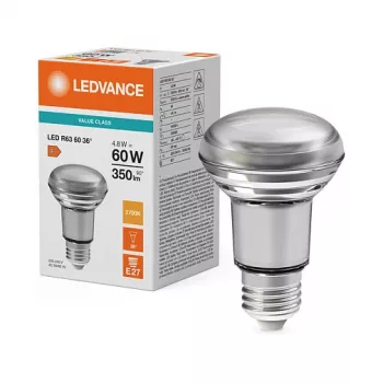 OSRAM LED STAR R63 lâmpada refletora 4,8W 827 E27 350lm 2700K branco quente