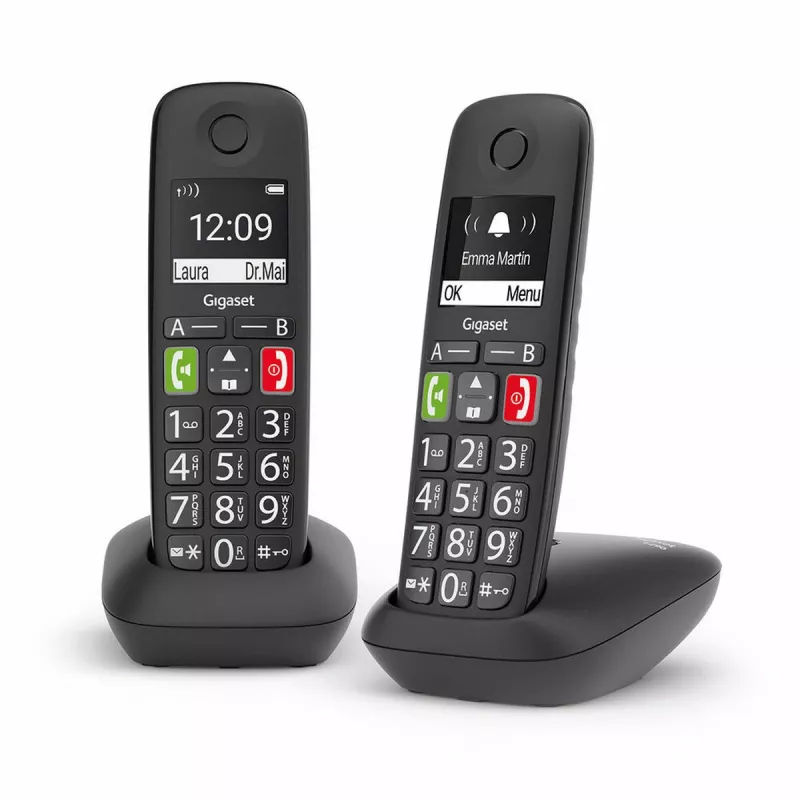 Telefone sem fios DECT/analógico Gigaset E290 Duo preto - 2 telefones