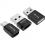 NEVOX Data Blocker (pack de 3) - ficha USB-A para conector fêmea, adaptador de carregamento puro, evita juice jacking, preto
