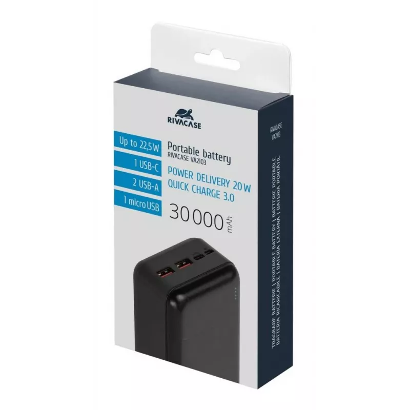 Powerbank Rivacase VA2103 30000 mAh 22.5W preto