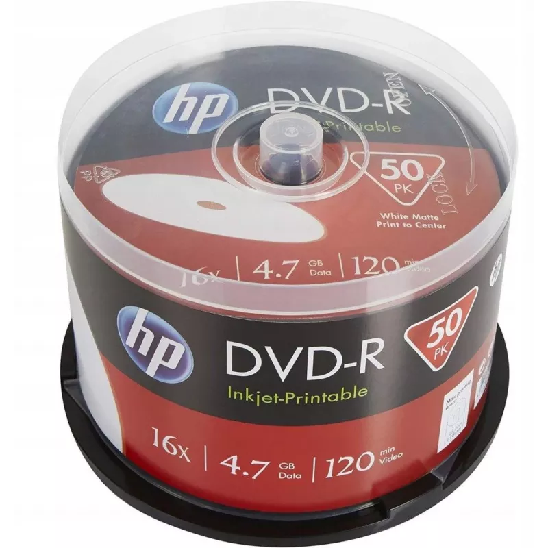 Verbatim HP imprimível a jato de tinta DVD-R spindle (50 discos) - 16x, 4.7 GB, AZO Dye, superfície branca imprimível