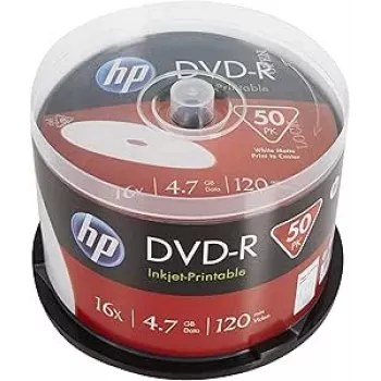 Verbatim HP imprimível a jato de tinta DVD-R spindle (50 discos) - 16x, 4.7 GB, AZO Dye, superfície branca imprimível