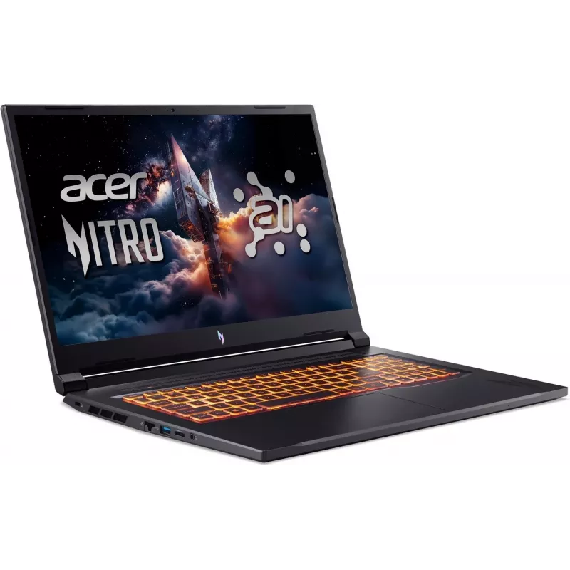 Portátil gaming Acer Nitro V 17 AI - AMD Ryzen 5 240, 17,3 polegadas FHD 144Hz, 16GB DDR5, 512GB SSD, GeForce RTX 5050, sem OS, Obsidian Black