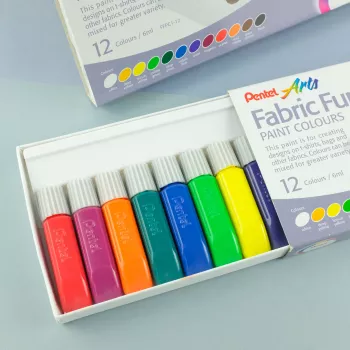 Pentel Arts FFPC1-12 Conjunto de Tintas para Tecido, Cores Variadas, 12 Tubos de 6 ml
