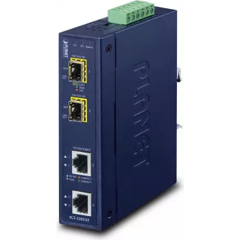 Planet IGT-2205AT Conversor de Media Industrial 2 Portas Gigabit Ethernet para SFP, IP30, -40°C a 75°C