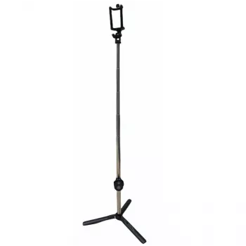 CP K060T Pau de selfie 2 em 1 e tripé de mesa para videochamadas com disparador sem fios, extensível até 60 cm, preto