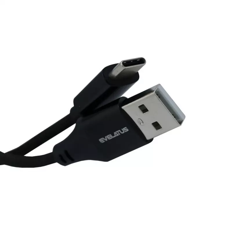 Evelatus Cabo espiral AutoSpring USB A para USB C 1,2 m preto