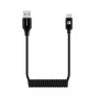 Evelatus Cabo espiral AutoSpring USB A para USB C 1,2 m preto