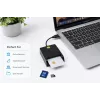 iLike Leitor de cartões inteligente USB 4 em 1 com suporte para SIM, SD e Micro-SD, leitor CAC para cartões de identificação, cartões bancários, eID e cartões de memória, preto