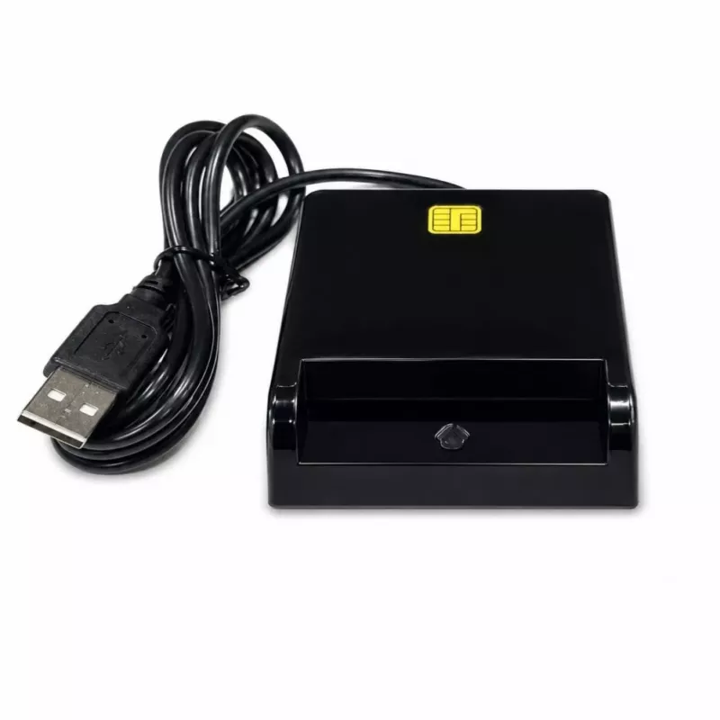 iLike Leitor de cartões inteligente USB 4 em 1 com suporte para SIM, SD e Micro-SD, leitor CAC para cartões de identificação, cartões bancários, eID e cartões de memória, preto