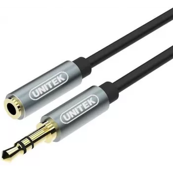 UNITEK cabo de extensão de áudio 3,5mm 1m - jack macho para conector fêmea, banhado a ouro, preto