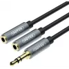 UNITEK Y-C956ABK cabo adaptador splitter de áudio 3,5mm mini-jack macho para 2x 3,5mm jack fêmea - preto