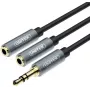UNITEK Y-C956ABK cabo adaptador splitter de áudio 3,5mm mini-jack macho para 2x 3,5mm jack fêmea - preto