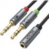UNITEK Y-C957ABK cabo splitter de áudio 3,5mm mini-jack, conector fêmea para 2x macho, 20 cm, preto
