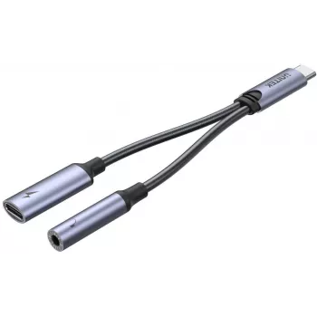 UNITEK adaptador USB-C para ligação de áudio 3,5mm e USB-C 60W PD (Space Grey)