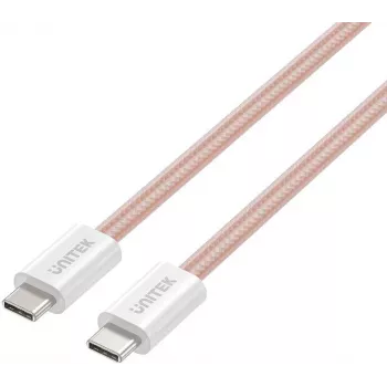 UNITEK cabo USB-C para USB-C magnético entrançado 100W PD rosa 1m