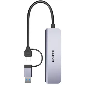 UNITEK hub USB-C 5-em-1 com leitor de cartões SD e MicroSD, 5 Gbit/s, Space Grey