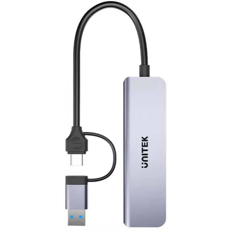 UNITEK hub USB-C 5-em-1 com leitor de cartões SD e MicroSD, 5 Gbit/s, Space Grey