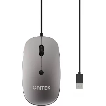 UNITEK SlimTrack 1600DPI rato ótico com fio, cinzento