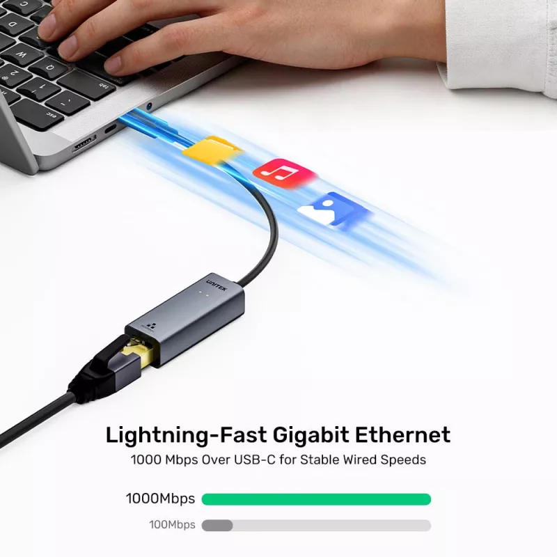 UNITEK adaptador USB-C para Gigabit Ethernet 1Gbps - Space Gray