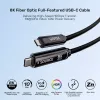 UNITEK cabo ótico ativo USB-C 5m - 10Gbps, PD 60W, 8K@30Hz, preto