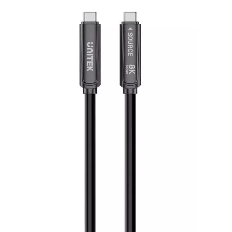 UNITEK cabo ótico ativo USB-C 5m - 10Gbps, PD 60W, 8K@30Hz, preto