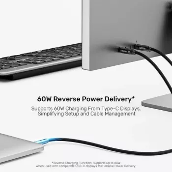 UNITEK cabo ótico ativo USB-C 5m - 10Gbps, PD 60W, 8K@30Hz, preto